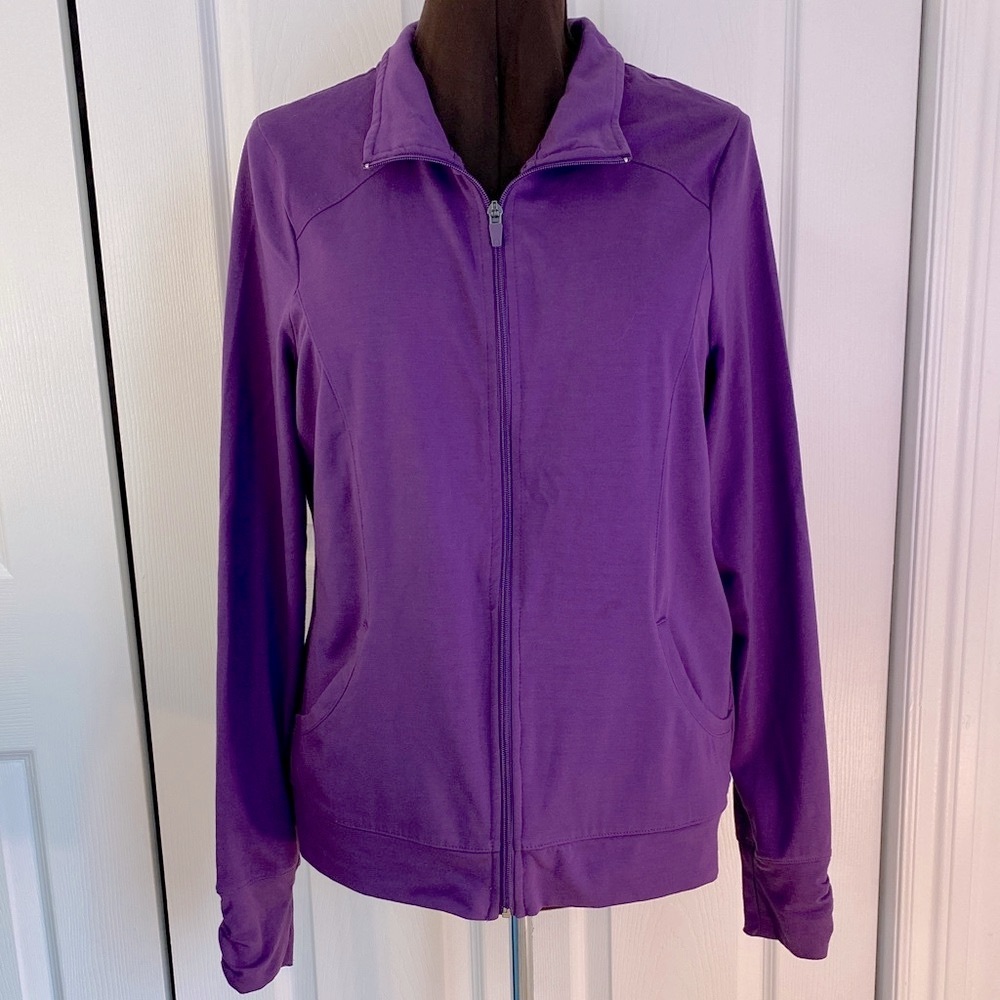 2 for $25 - Hyba Full Zip-up Purple Bomber Jacket with Mock Neckline, XXL Plus